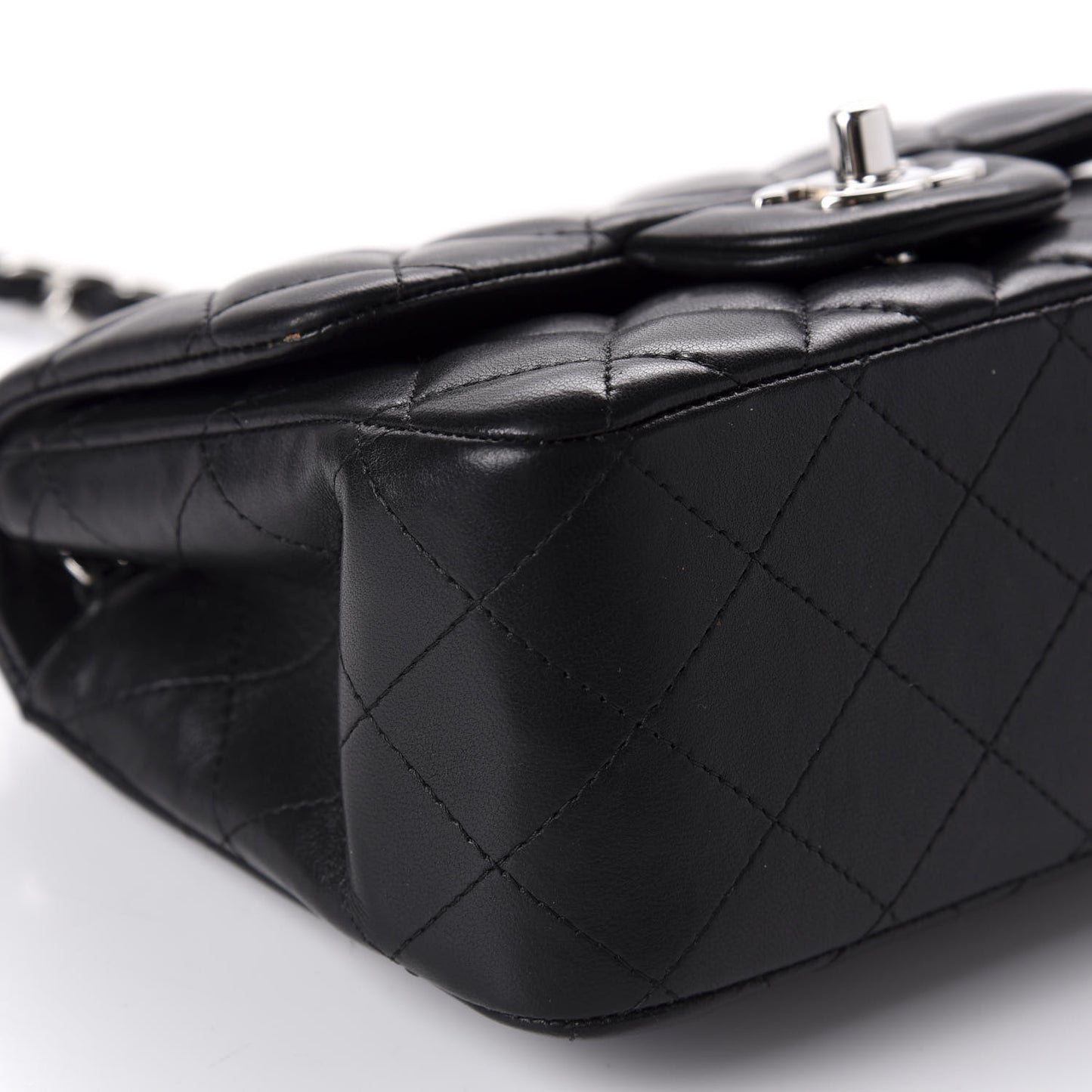 Lambskin Quilted Mini Square Flap Black