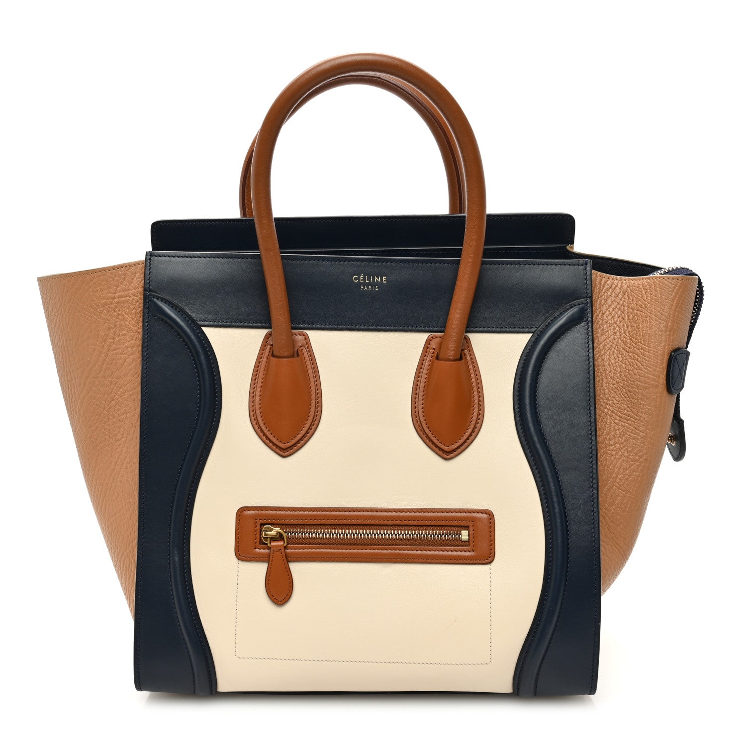 Celine Elephant Calfskin Mini Tri-Color Luggage Brown 1 of 13