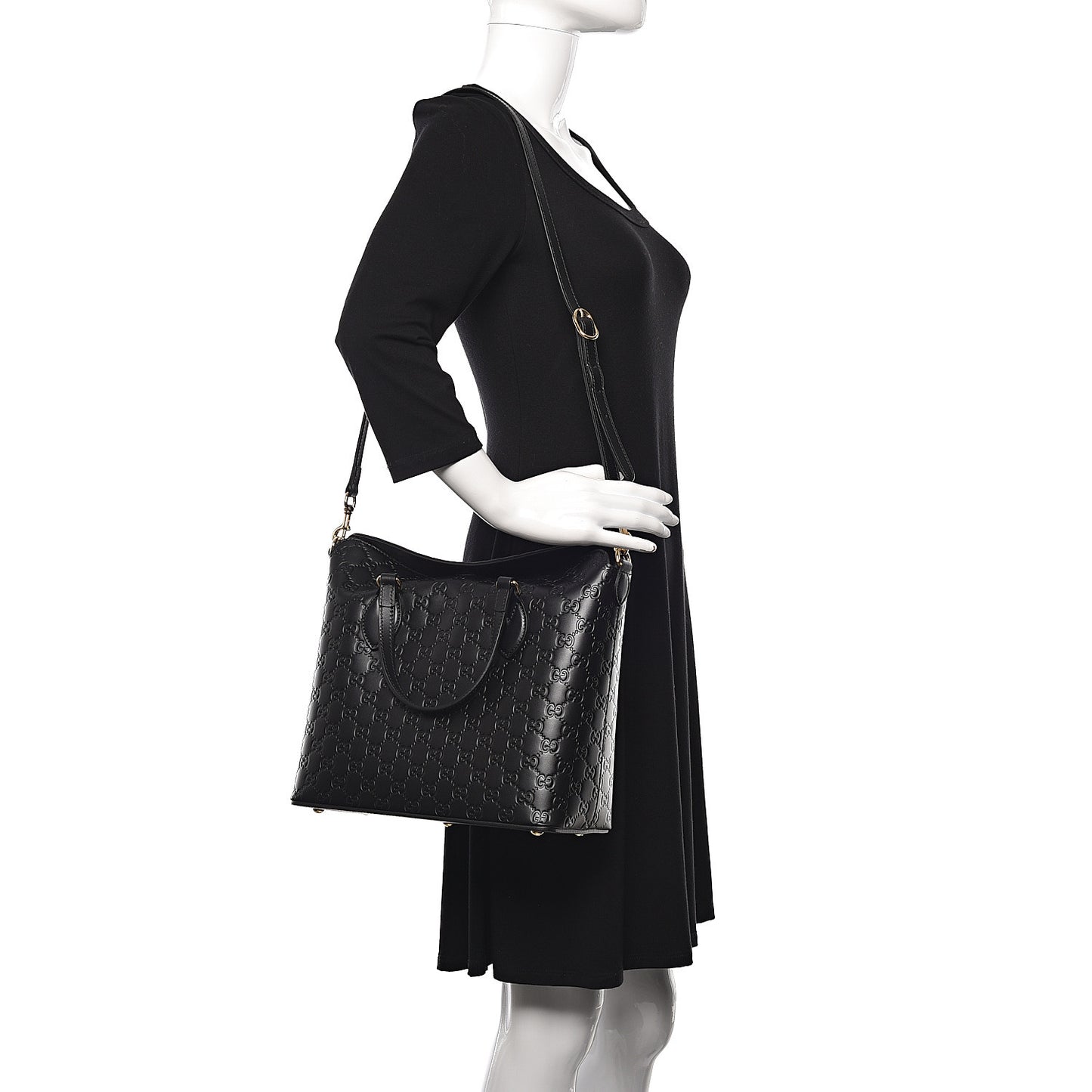 Guccissima Linea A Foldover Tote Black