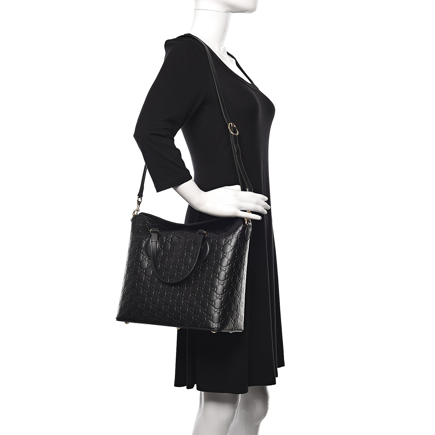 Gucci Guccissima Linea A Foldover Tote Black 2 of 10