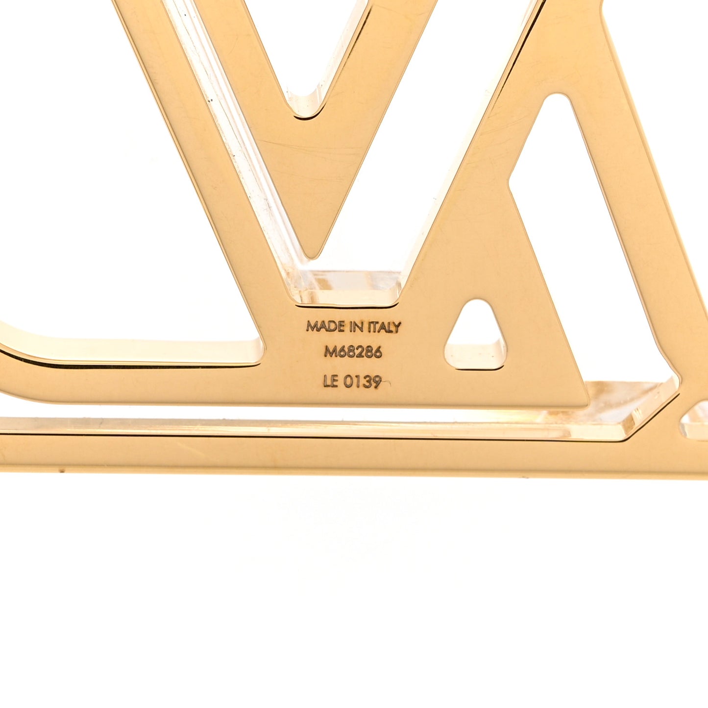 Plexiglass Prism LV Bag Charm Key Holder Gold