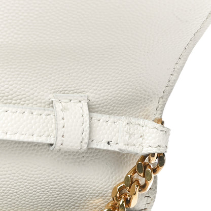 Saint Laurent Grain De Poudre Matelasse Chevron Monogram Chain Wallet White 20 of 20
