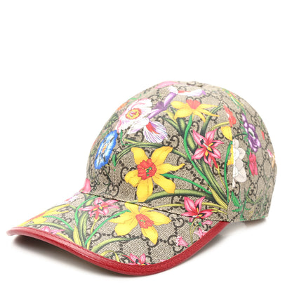 Gucci GG Supreme Flora Claudia Baseball Hat 57 M  Red 1 of 10