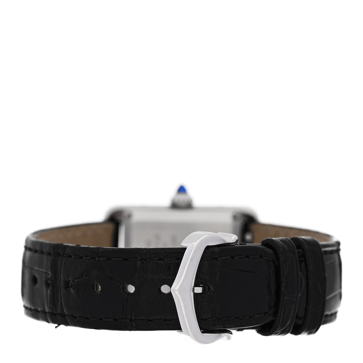 Stainless Steel Alligator 22mm Must de Cartier Tank Quartz Watch Black