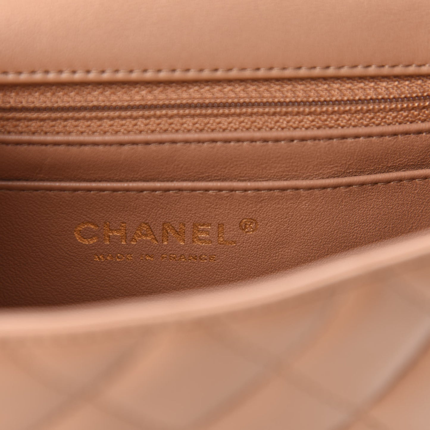 Lambskin Quilted Mini Square Flap Brown