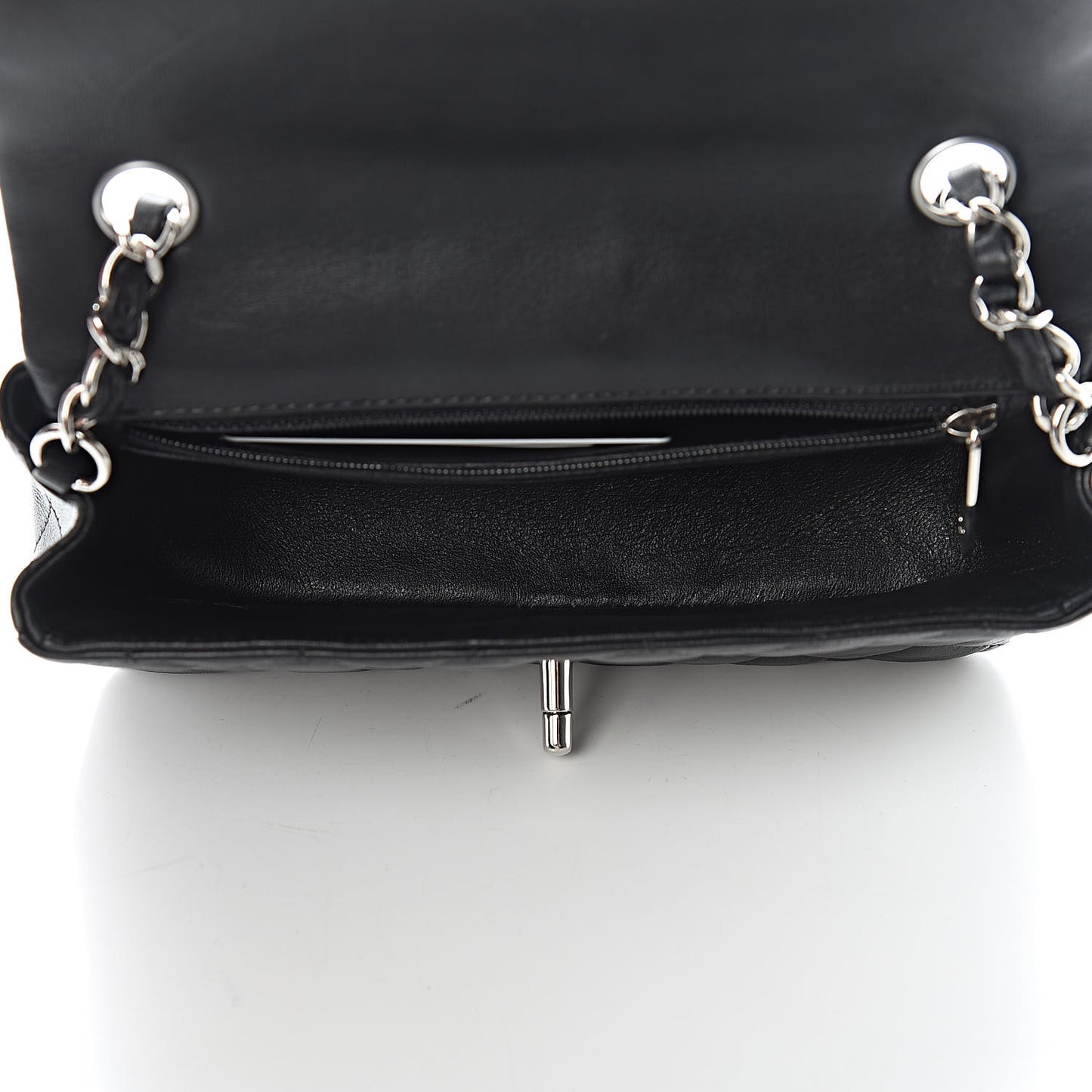 Lambskin Quilted Mini Rectangular Flap Black