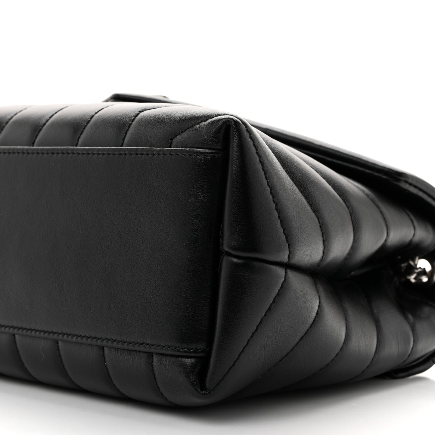 Calfskin Y Quilted Monogram Small Loulou Chain Satchel Black