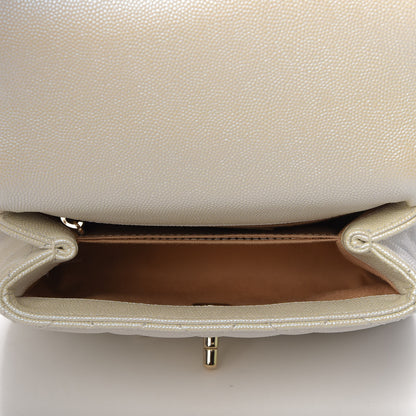 Chanel Iridescent Caviar Quilted Extra Mini Coco Handle Flap Ivory 5 of 11