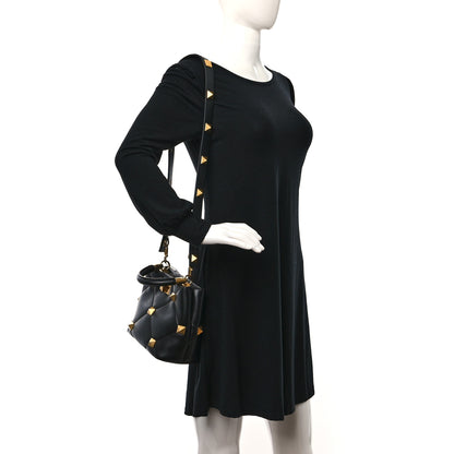 Valentino Garavani Nappa Small Roman Stud The Handle Bag Black 2 of 9
