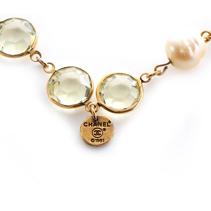 Chanel Crystal Pearl Sautoir Long Necklace Green 6 of 6