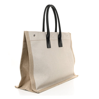 Saint Laurent Linen Calfskin Rive Gauche Tote Optic White 3 of 14