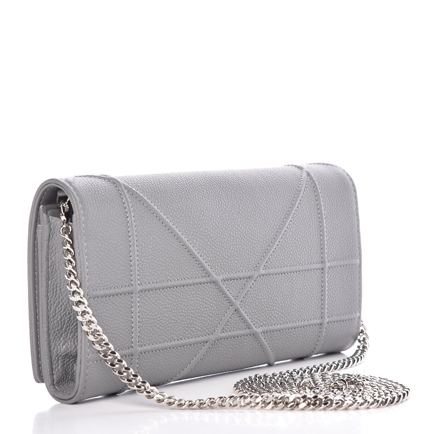 Grained Calfskin Diorama Croisiere Chain Wallet Gris