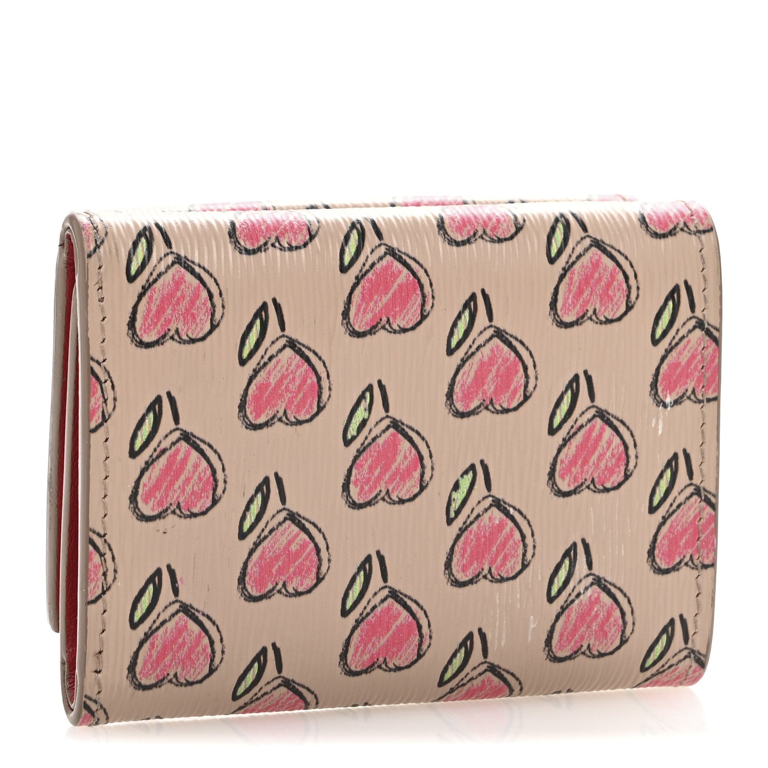 Prada Vitello Move Love Print Envelope Tri-Fold Wallet Cipria 3 of 11