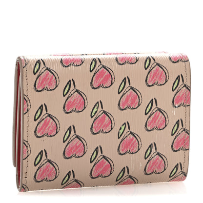 Prada Vitello Move Love Print Envelope Tri-Fold Wallet Cipria 3 of 11