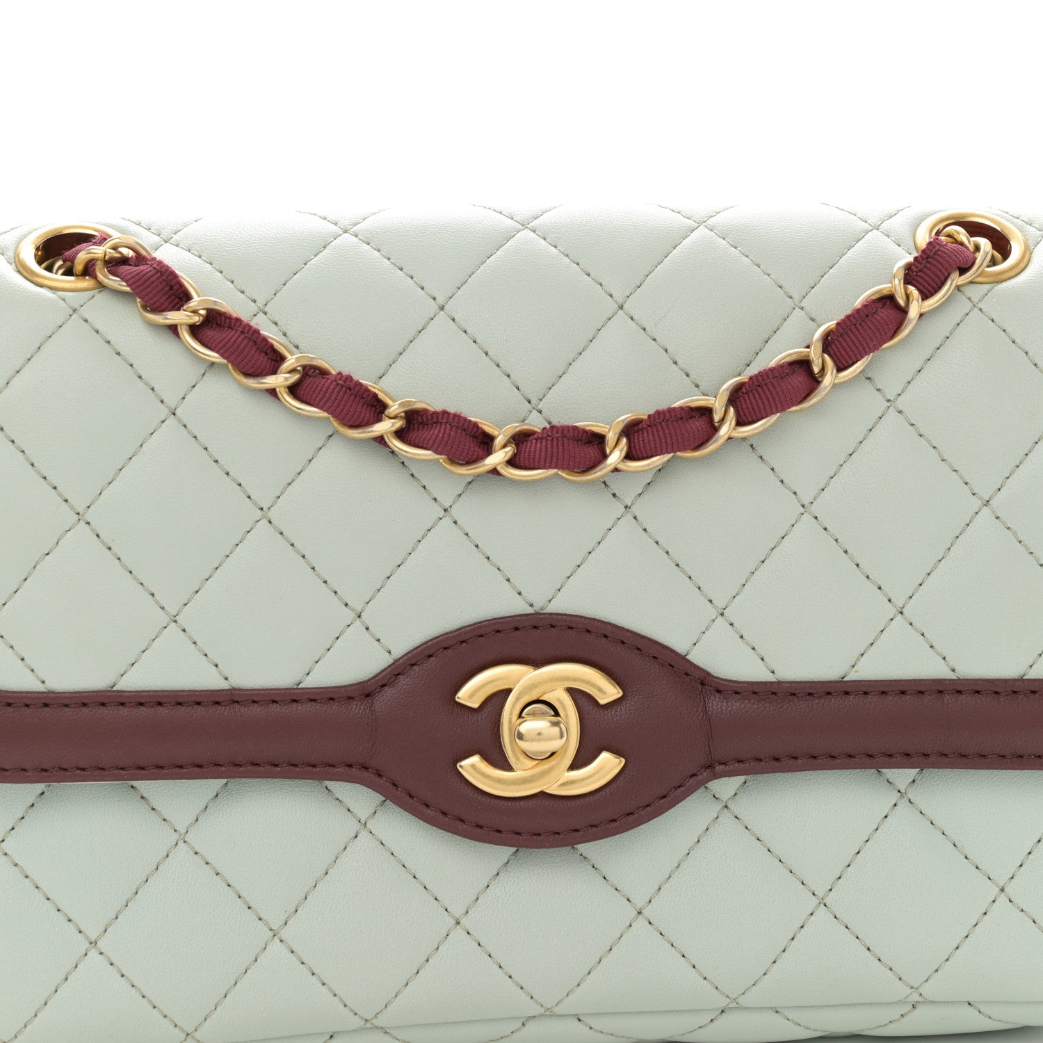 Chanel Lambskin Quilted Small Two Tone Day Flap Light Blue Burgundy 10 of 12