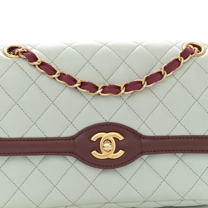 Chanel Lambskin Quilted Small Two Tone Day Flap Light Blue Burgundy 10 of 12