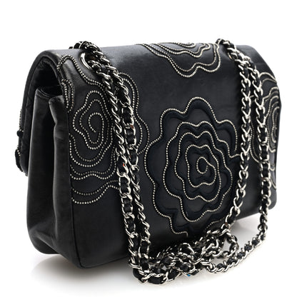 Chanel Lambskin Embroidered Camellia Follies Flap Black 3 of 10