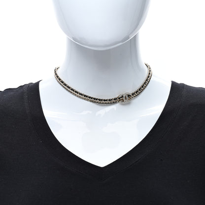 Chanel Metal Lambskin Crystal CC Chain Tie Headband Gold Black 4 of 5