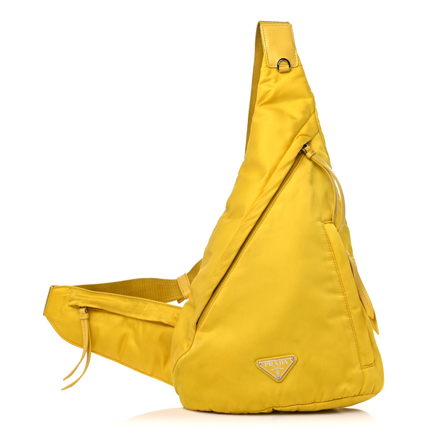 Prada Re-Nylon Vitello Metal Triangle Logo Sling Backpack Giallo 1 of 11