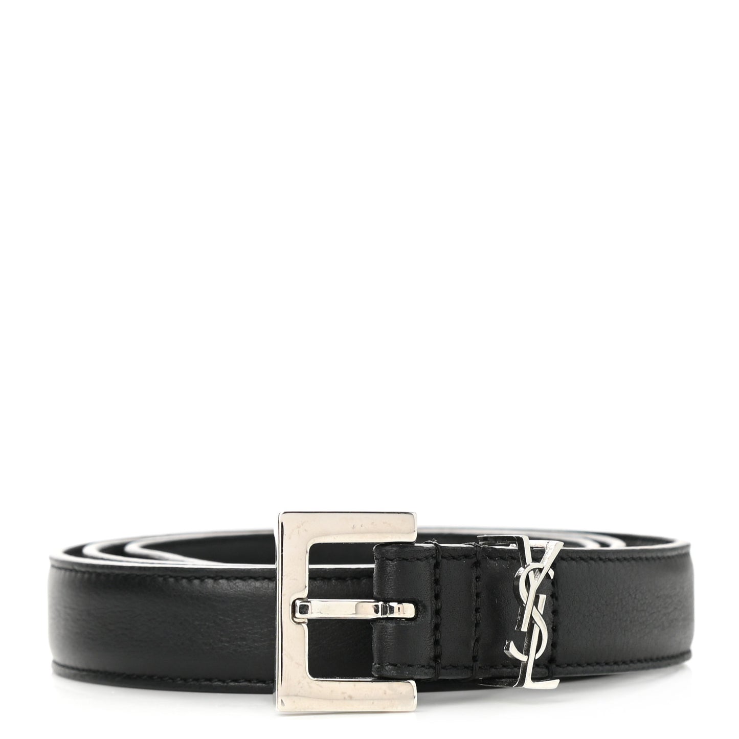 Smooth Calfskin Monogram Square Buckle Belt 75 30 Black
