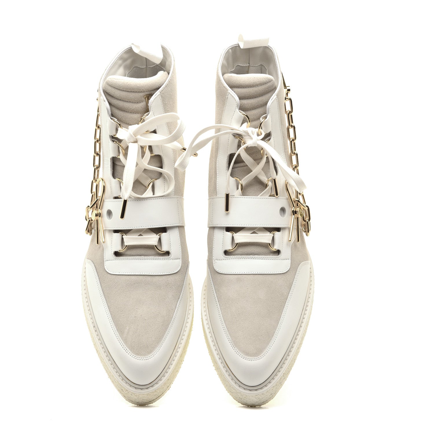Louis Vuitton Calfskin Suede Mens Creeper Ankle Boots 10 White 5 of 10