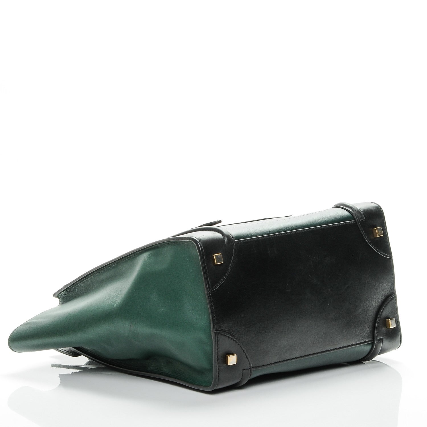 Celine Satin Calfskin Mini Bi-Color Luggage Bottle Green Black 4 of 9