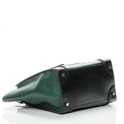 Celine Satin Calfskin Mini Bi-Color Luggage Bottle Green Black 4 of 9