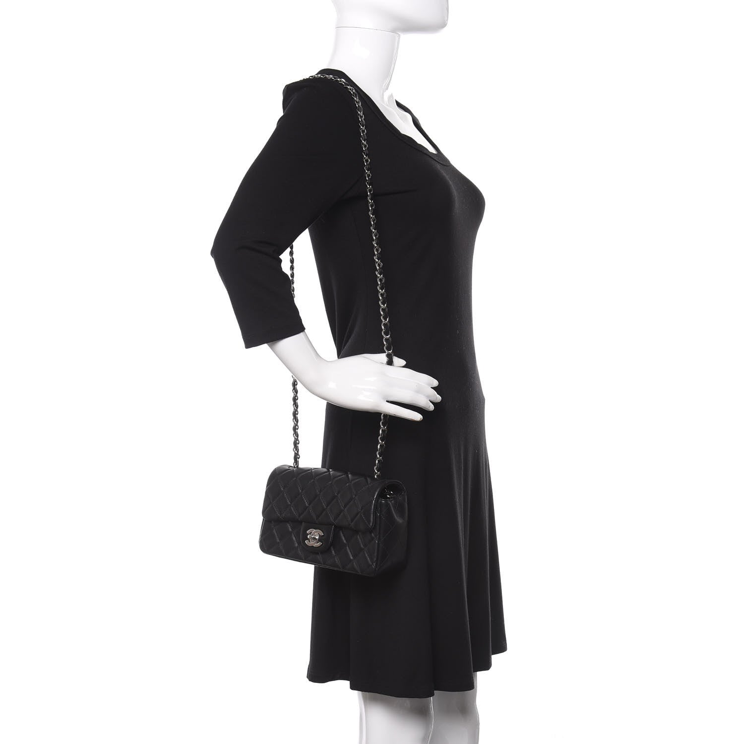 Chanel Lambskin Quilted Mini Rectangular Flap Black 2 of 11