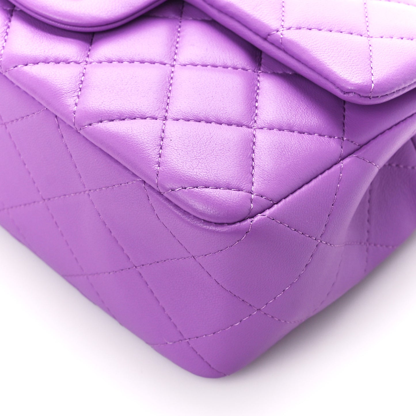 Lambskin Quilted Mini Rectangular Flap Purple