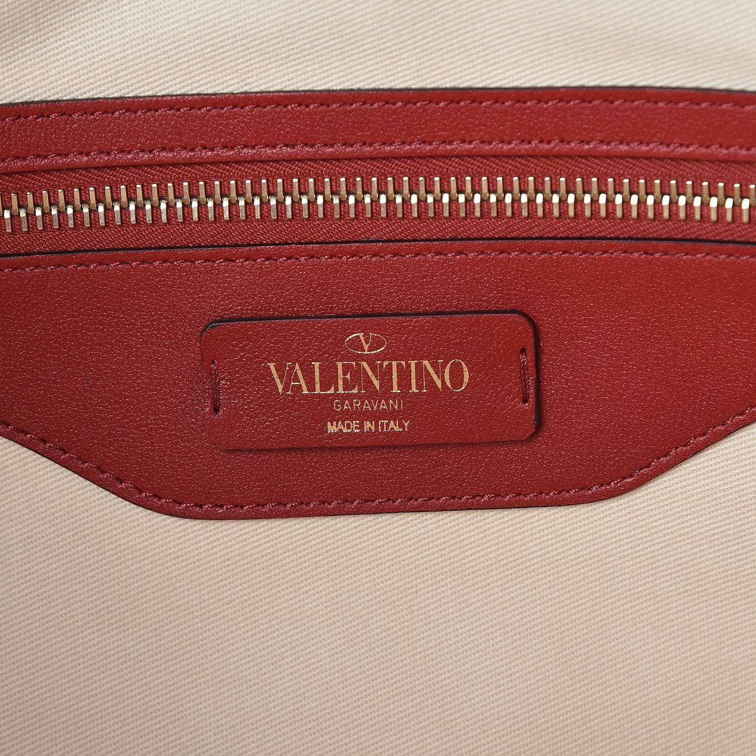 Valentino Garavani Calfskin Canvas Chevron Inlay Rockstud Shoulder Tote Red White Blue 6 of 10