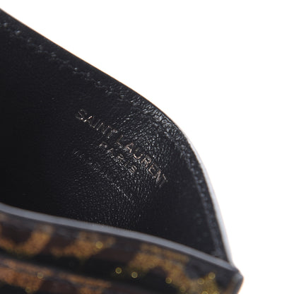 Saint Laurent Patent Glitter Leopard Monogram Credit Card Case Black Multi 5 of 5