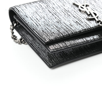 Saint Laurent Metallic Suede Classic Monogram Kate Tassel Chain Wallet Black Silver 7 of 8