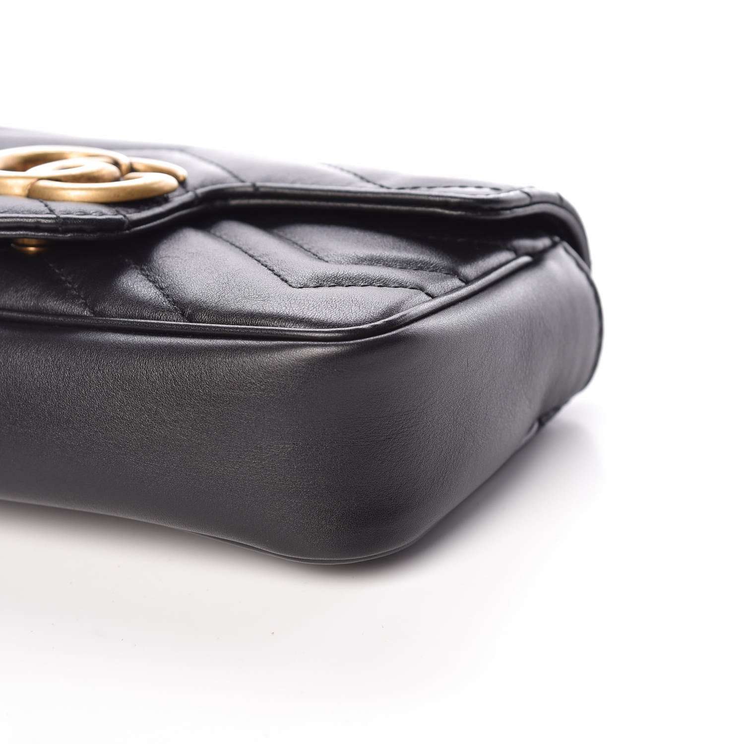 Gucci Calfskin Matelasse Super Mini GG Marmont Shoulder Bag Black 9 of 10