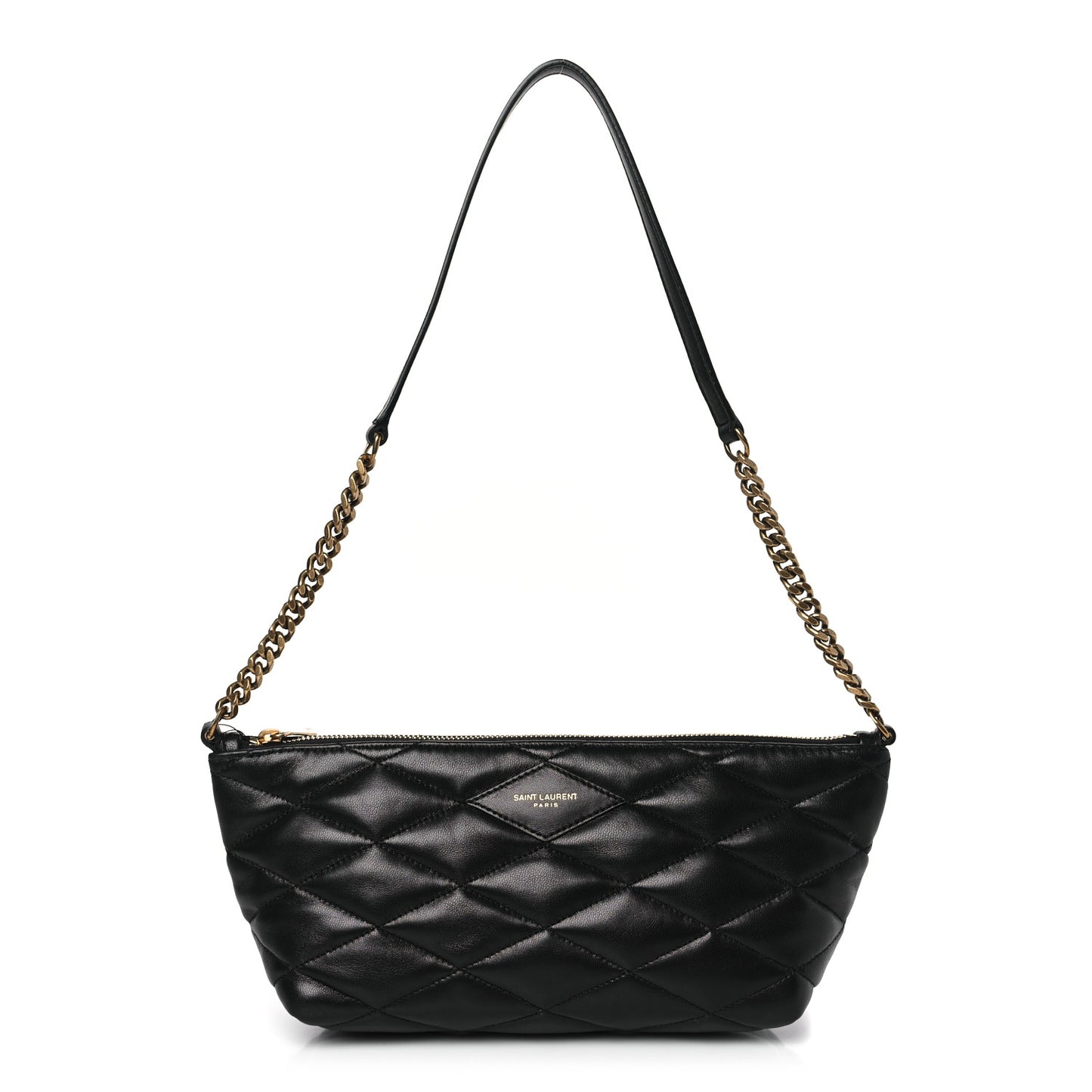 Lambskin Quilted Gaby Zipped Shoulder Bag Black