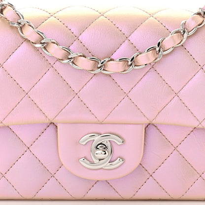 Chanel Iridescent Calfskin Quilted Mini Rectangular Flap Pink 8 of 12