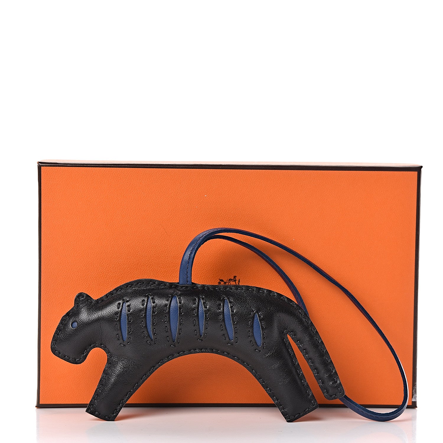 Hermes Milo Lambskin Rooroo Bag Charm Black Bleu de Malte 4 of 4
