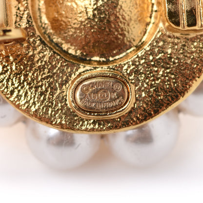 Chanel Pearl Heart CC Drop Earrings Gold 4 of 5