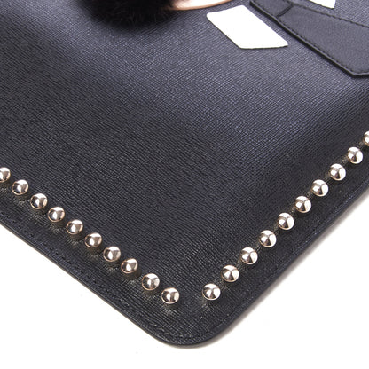 Fendi Vitello Elite Flamingo Mink Karlito Studded Pouch Black White Plaster 5 of 7