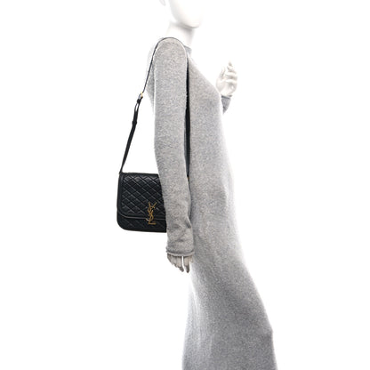 Saint Laurent Lambskin Quilted Monogram Medium Solferino Satchel Black 2 of 10