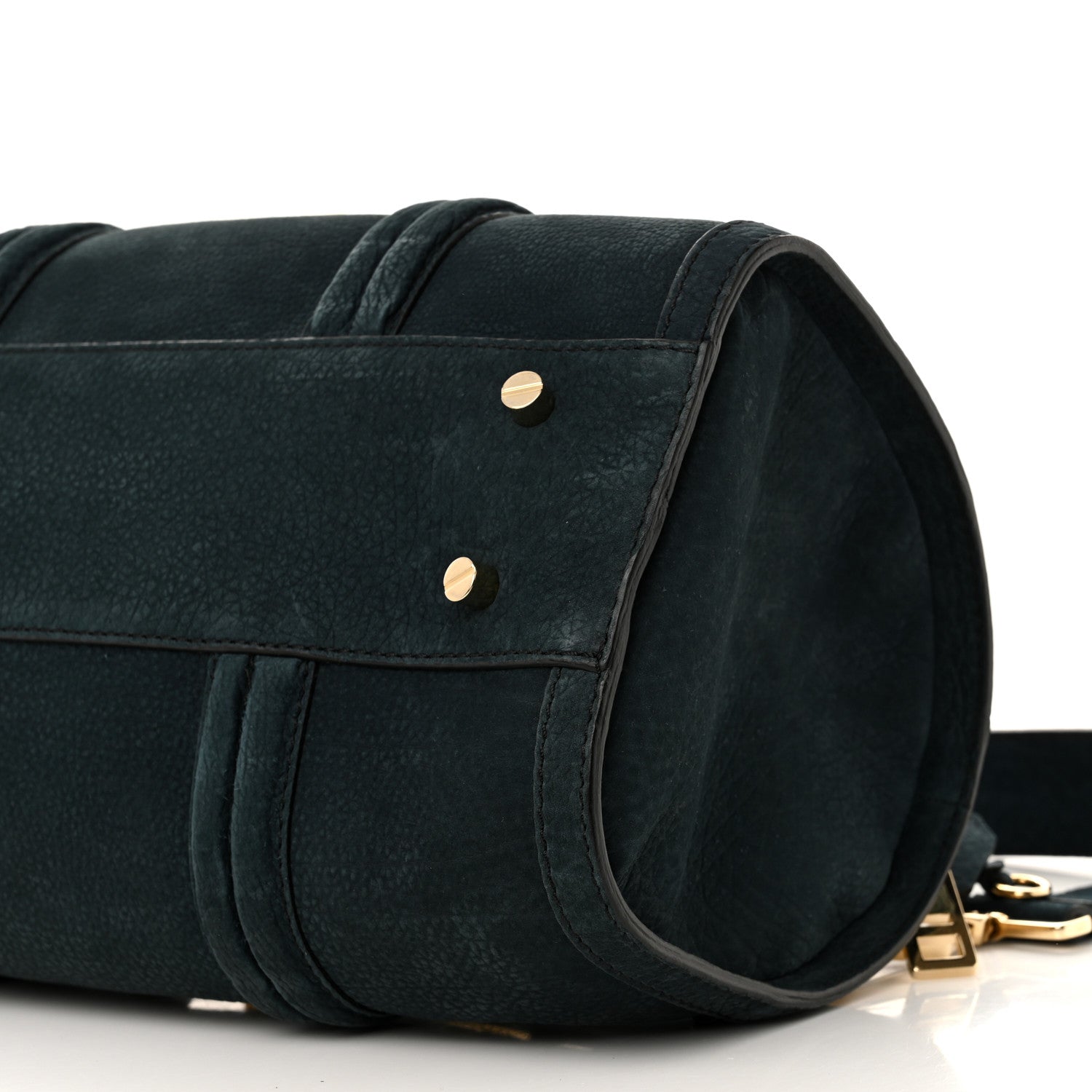 Burberry Suede Luggage Medium Bowling Barrel Bag Indigo Green 12 of 13