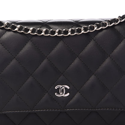 Chanel Lambskin Quilted Wallet On Chain WOC Black 11 of 12