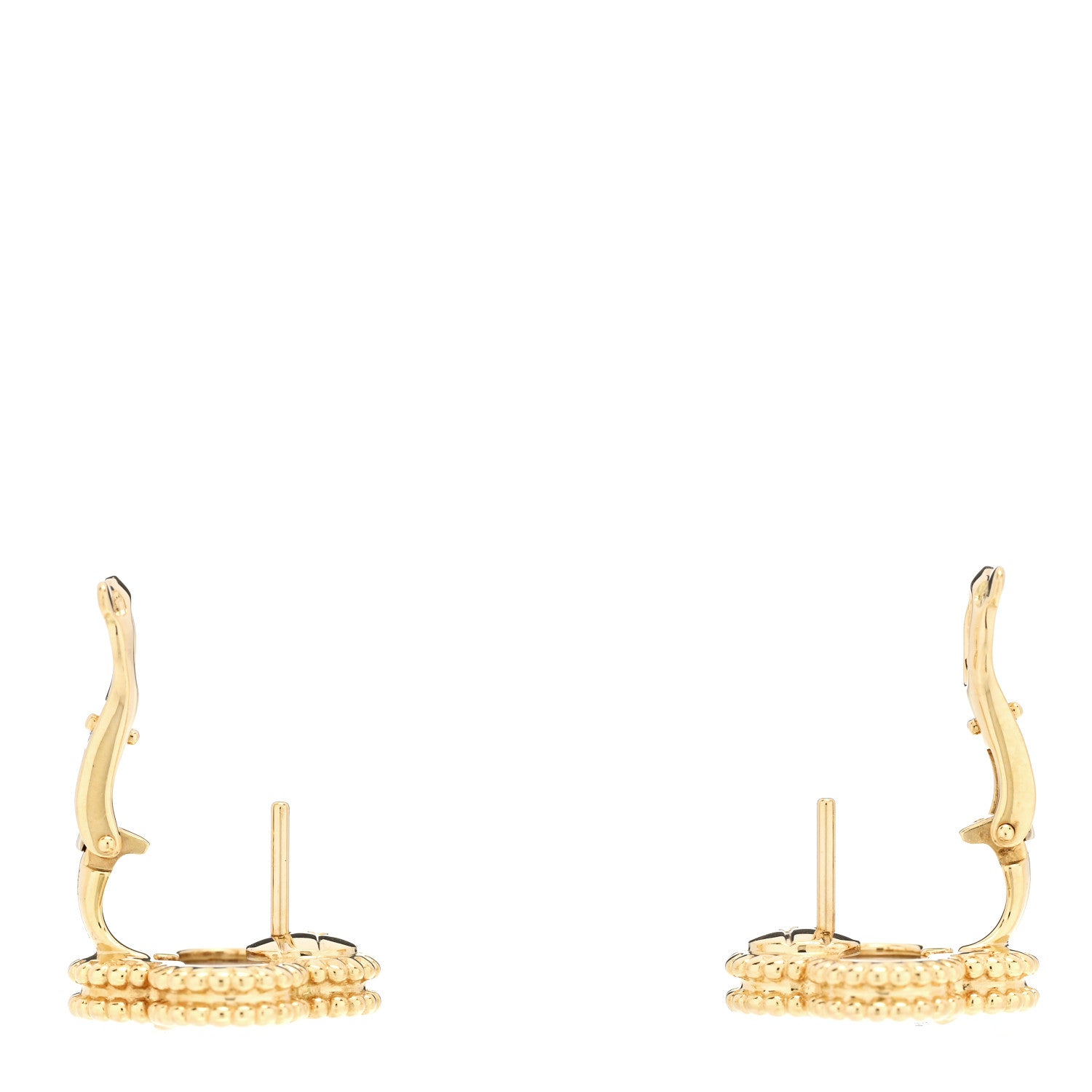 Van Cleef & Arpels 18K Yellow Gold Mother of Pearl Vintage Alhambra Earrings 4 of 5