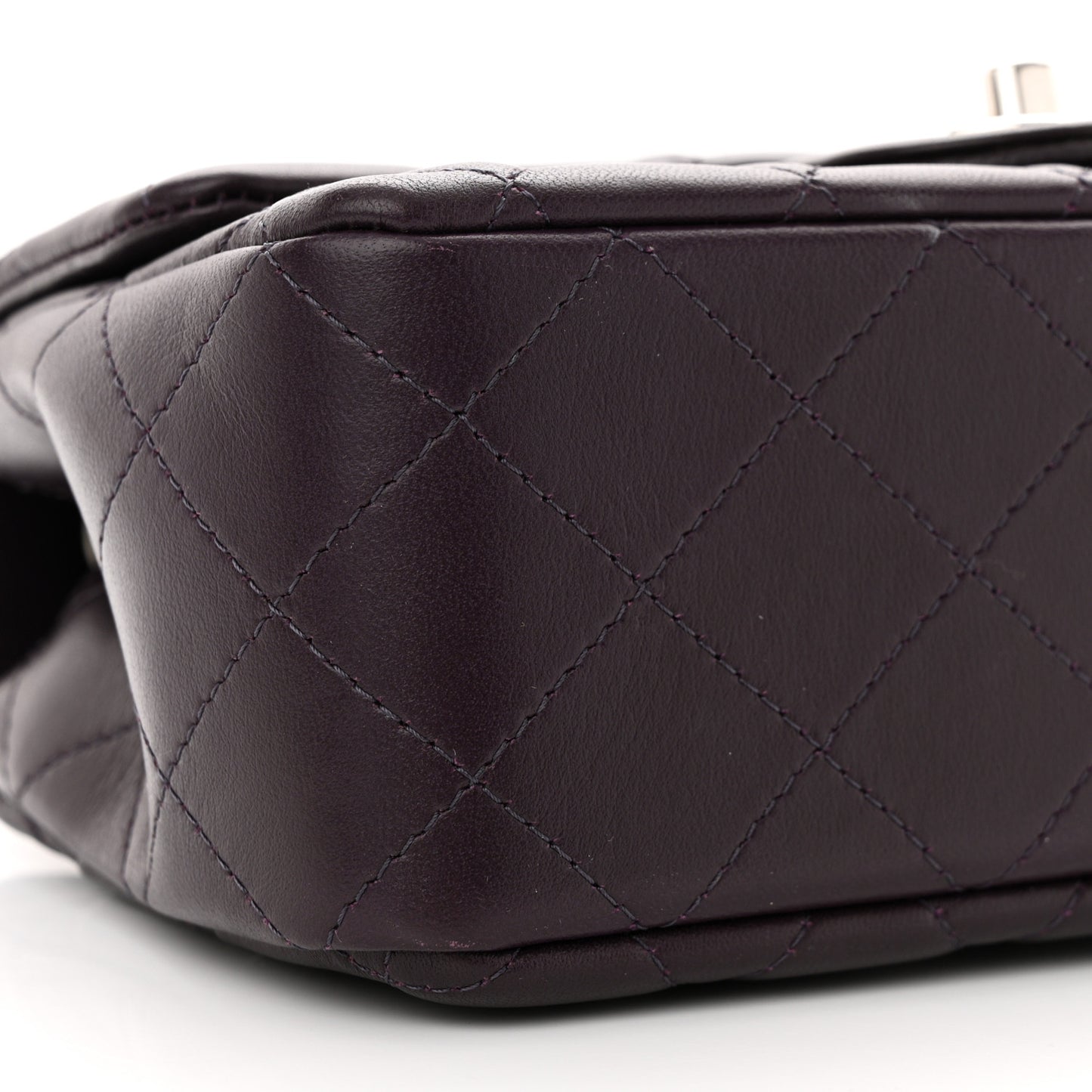 Lambskin Quilted Mini Rectangular Flap Dark Purple
