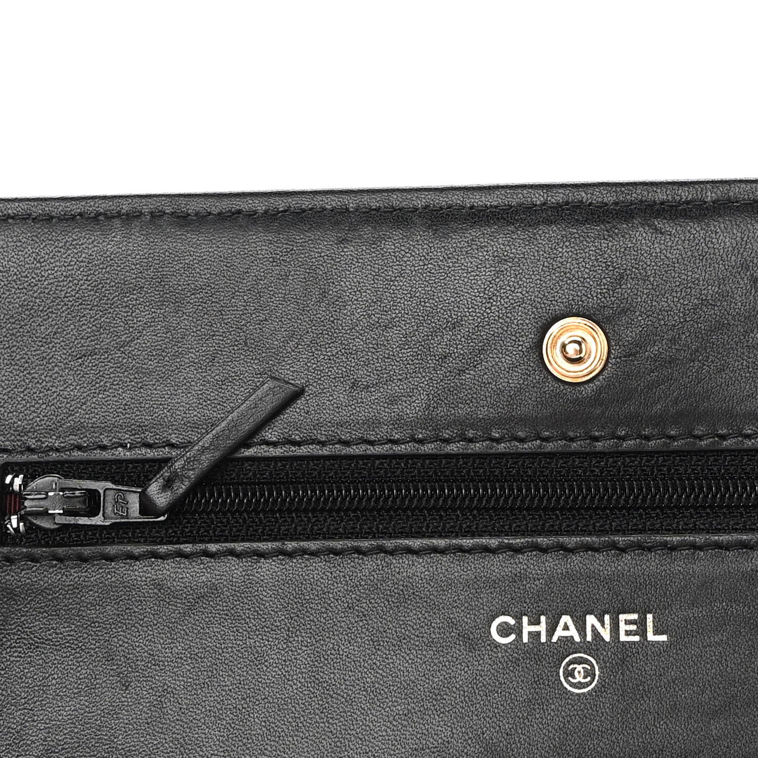 Chanel Lambskin Quilted Wallet On Chain WOC Black 15 of 17