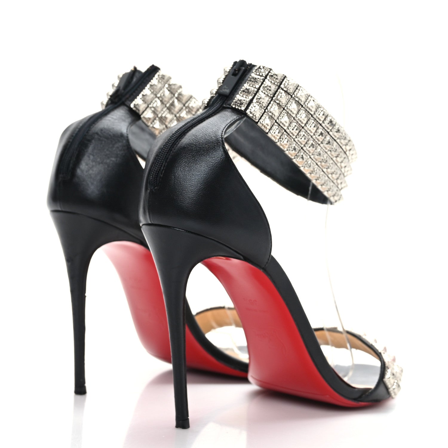 Christian Louboutin Nappa Priyadora 100 Studded Sandals 39.5 Black Silver 4 of 7