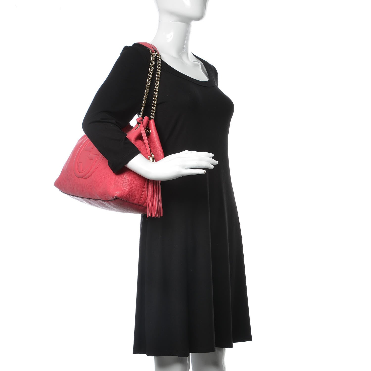 Gucci Pebbled Calfskin Medium Soho Chain Shoulder Bag Pink 2 of 18