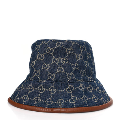 Gucci Washed Jacquard Denim Nappa GG Monogram Oscar Bucket Hat L Denim Cuir 4 of 7