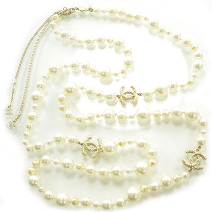 Chanel Classic CC Long Pearl Necklace Gold 3 of 6
