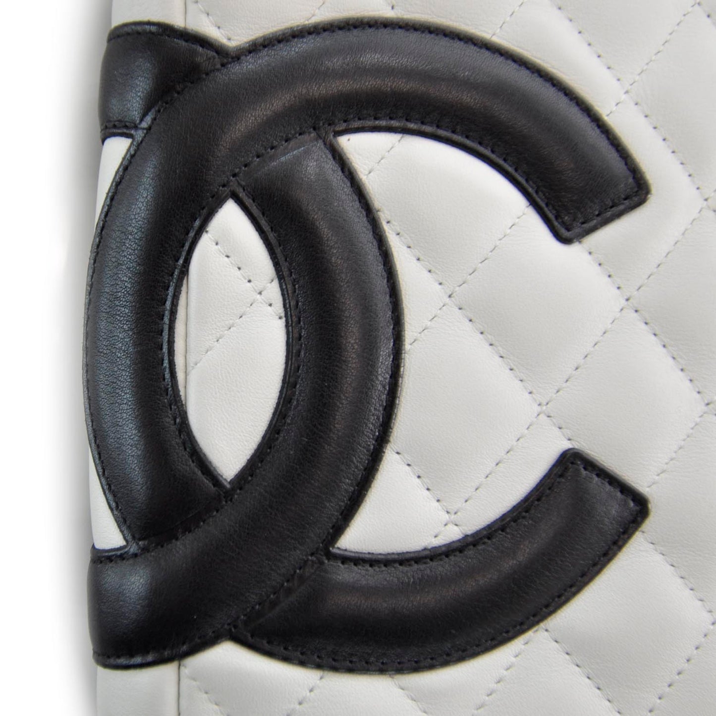 Calfskin Quilted Cambon Messenger White Black