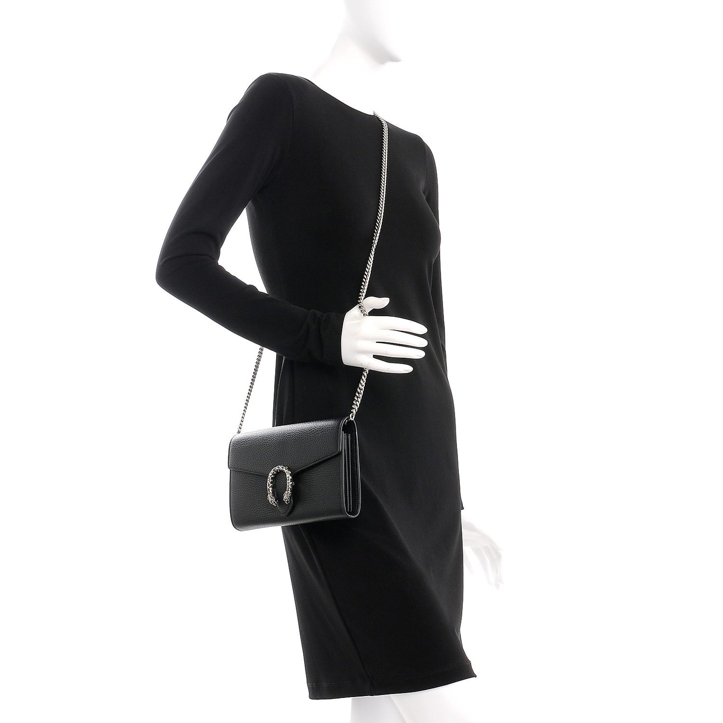 Calfskin Mini Dionysus Chain Wallet Black
